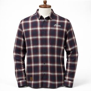 Indian Motorcycle Men's Plaid Button Up Shirt - Red and Blue 2XL embroidered